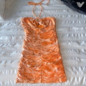 White fox orange marble dress worn once